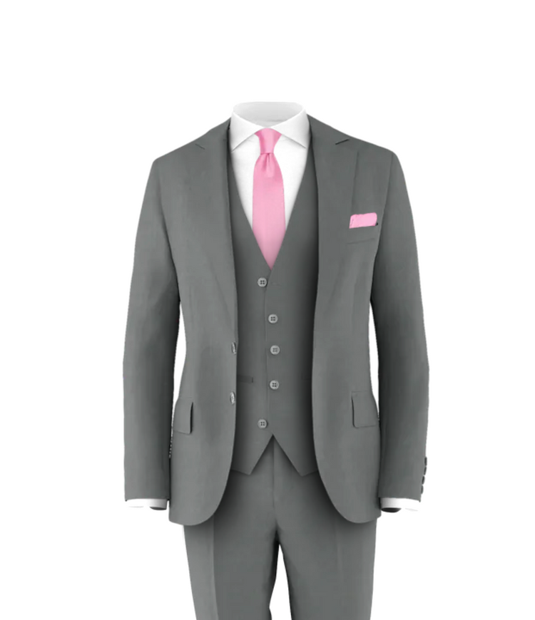 Medium Grey Suit Pink Tie