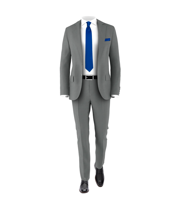 Medium Grey Suit Royal Blue Tie