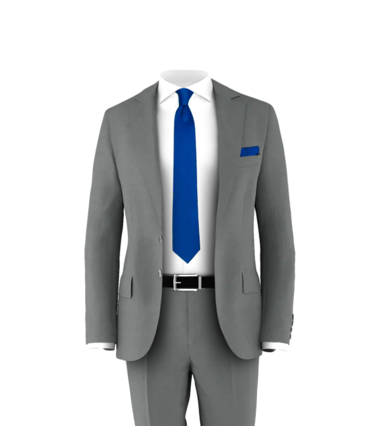 Medium Grey Suit Royal Blue Tie