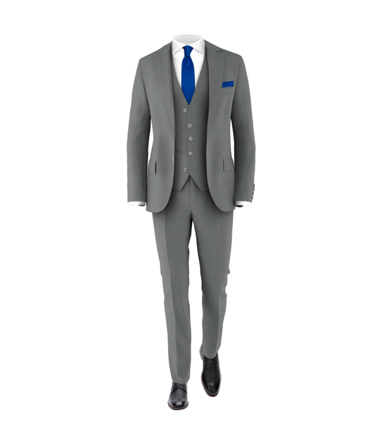 Medium Grey Suit Royal Blue Tie