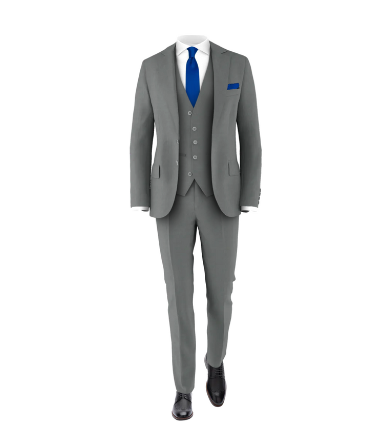 Medium Grey Suit Royal Blue Tie