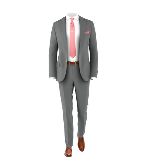 Medium Grey Suit Rose Tie Piece Suits for Weddings