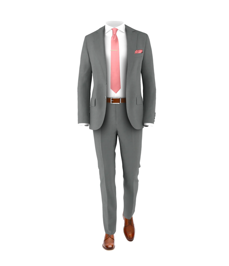 Medium Grey Suit Rose Tie