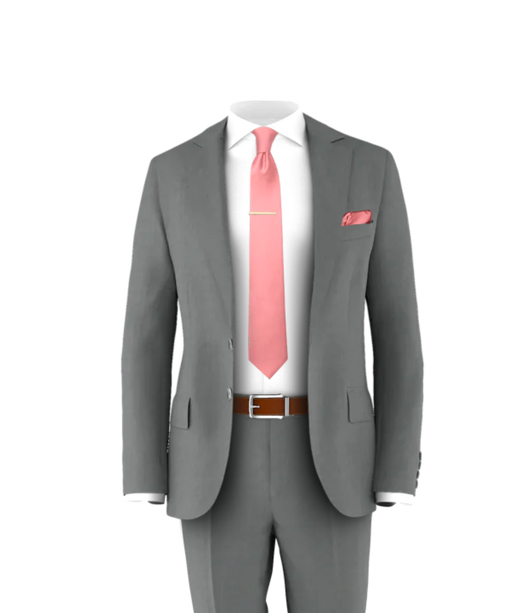 Medium Grey Suit Rose Tie