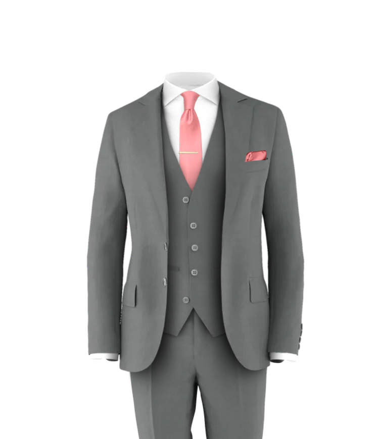Medium Grey Suit Rose Tie
