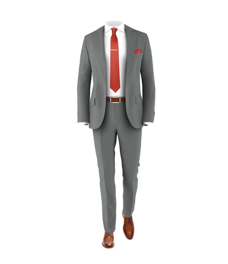 Medium Grey Suit Rust Tie