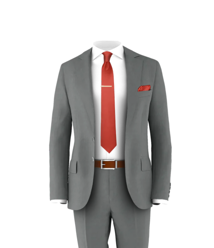 Medium Grey Suit Rust Tie