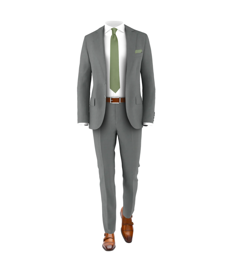 Medium Grey Suit Sage Tie