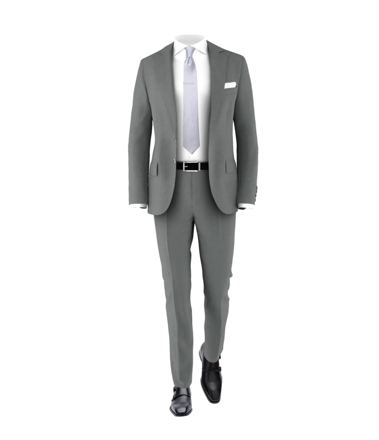 Medium Grey Suit Silver Tie