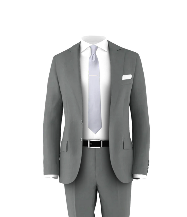Medium Grey Suit Silver Tie