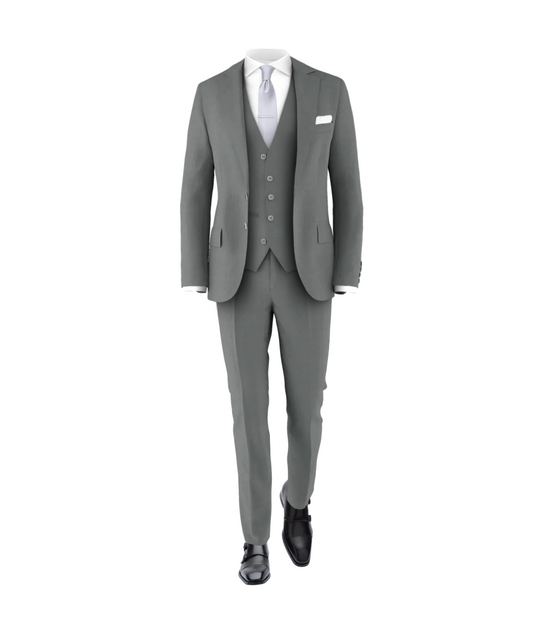 Medium Grey Suit Silver Tie