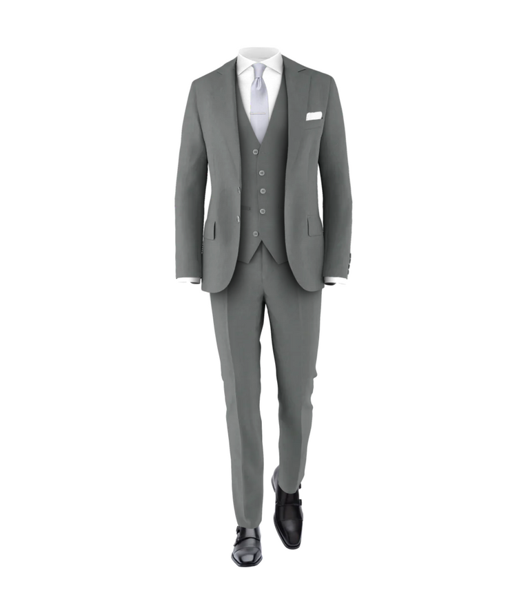 Medium Grey Suit Silver Tie