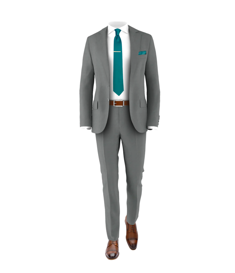 Medium Grey Suit Teal Tie