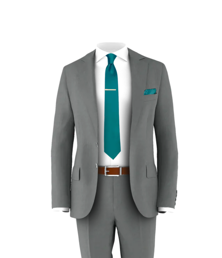 Medium Grey Suit Teal Tie