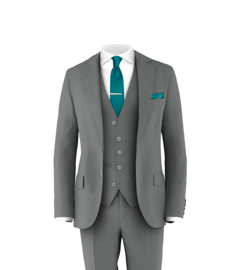 Medium Grey Suit Teal Tie