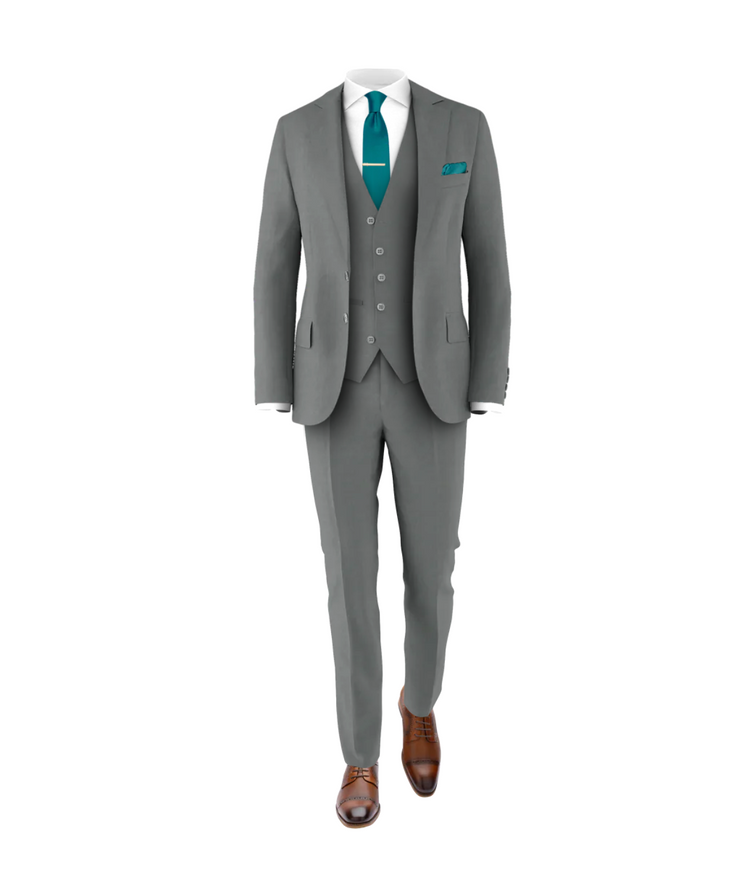 Medium Grey Suit Teal Tie