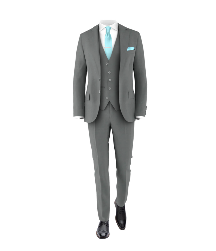 Medium Grey Suit Turquoise Tie
