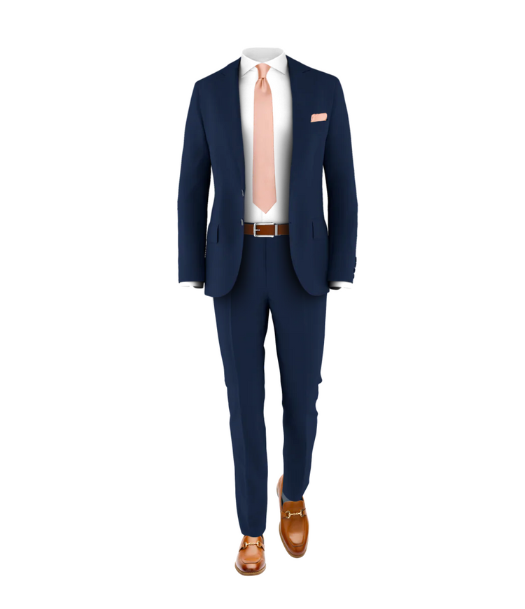 Navy Suit Blush Tie