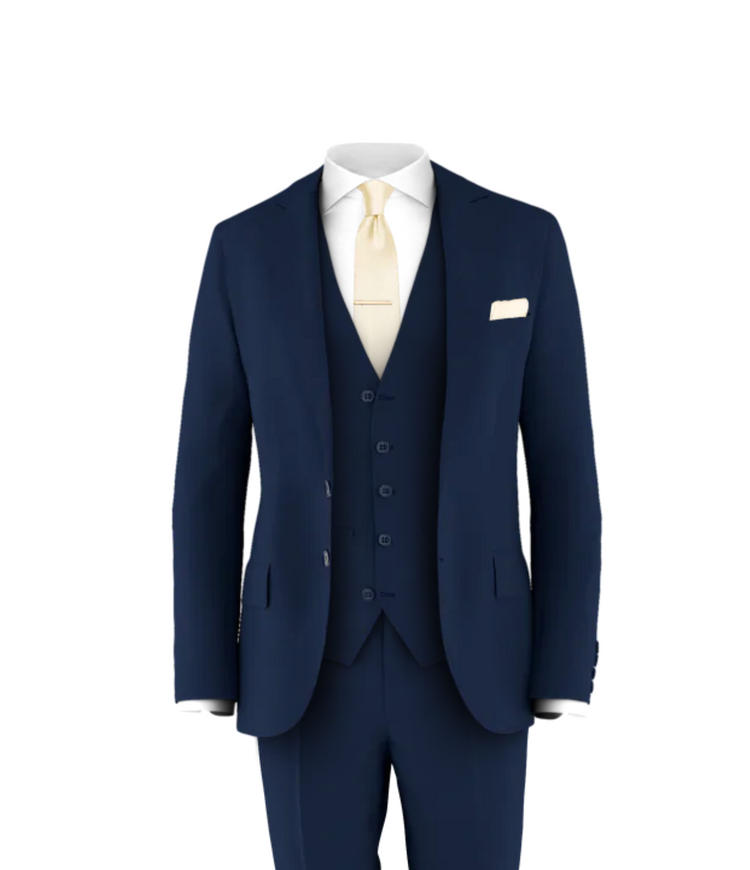 Navy Suit Bone Tie