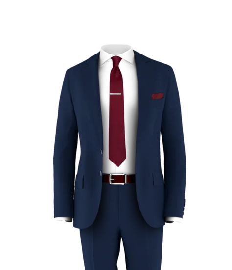 Navy Suit Burgundy Tie