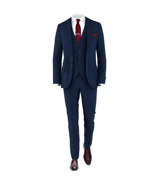 Navy Suit Burgundy Tie