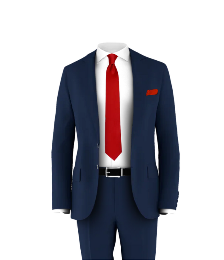red dress navy suit Classic Navy Suit and Burgundy Tie