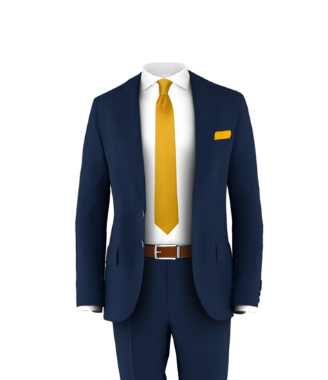 Navy Suit & Gold Tie