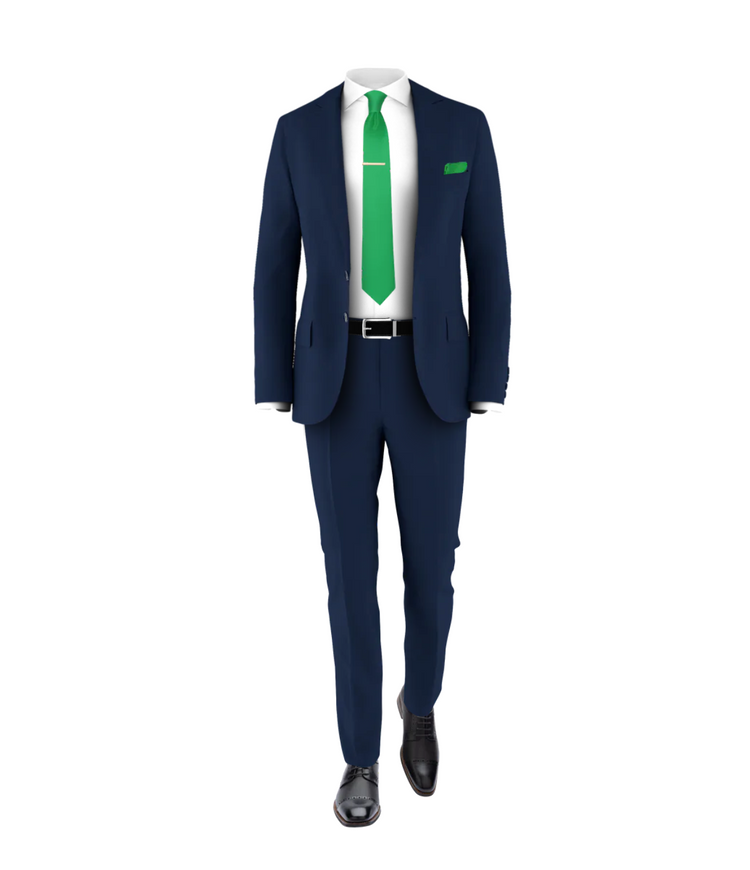 Navy Suit Green Tie