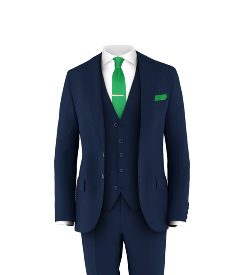 Navy Suit & Green Tie