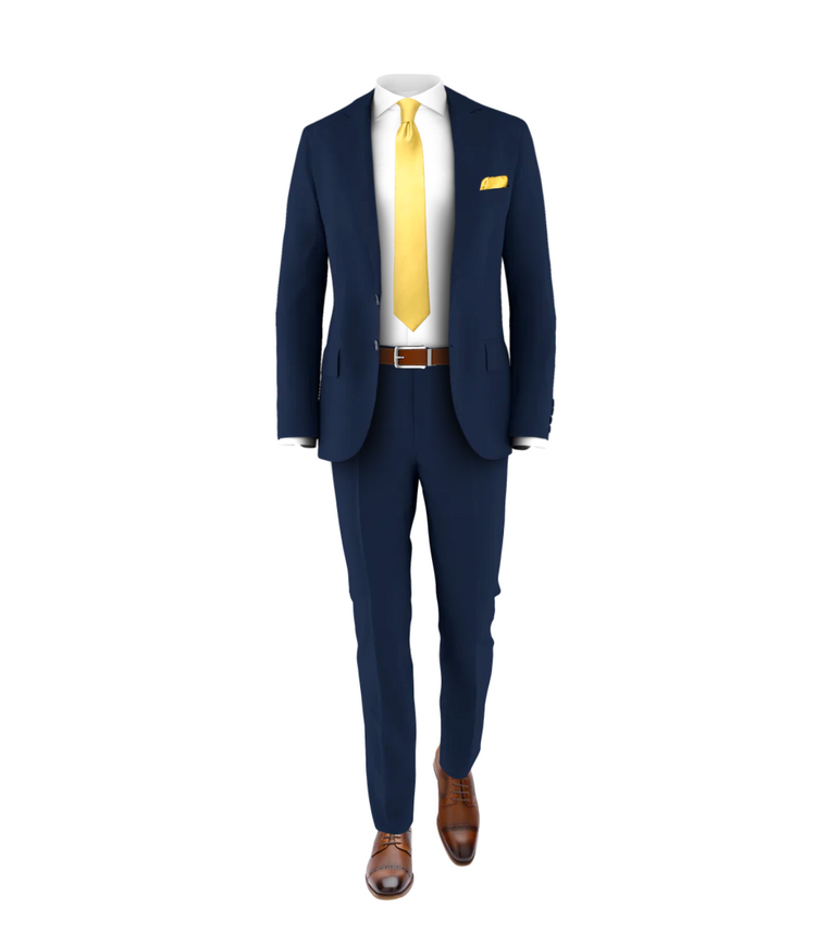 Navy Suit Light Gold Tie