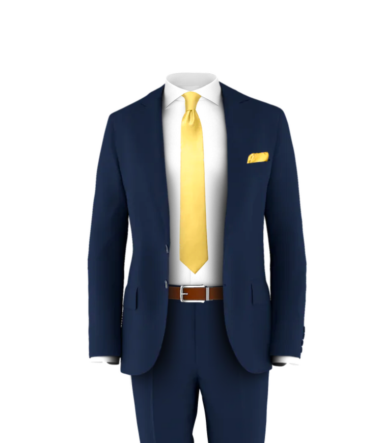 Navy Suit Navy Blue White And Yellow Outfits Blue Suit White Shirt