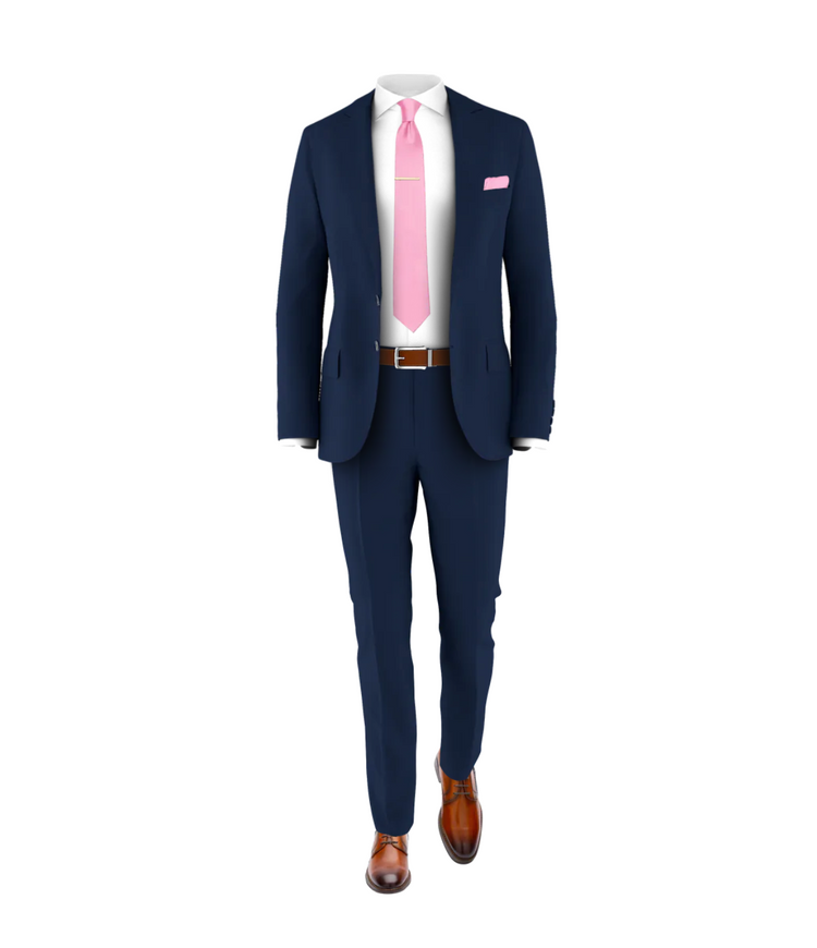 Navy Suit Pink Tie