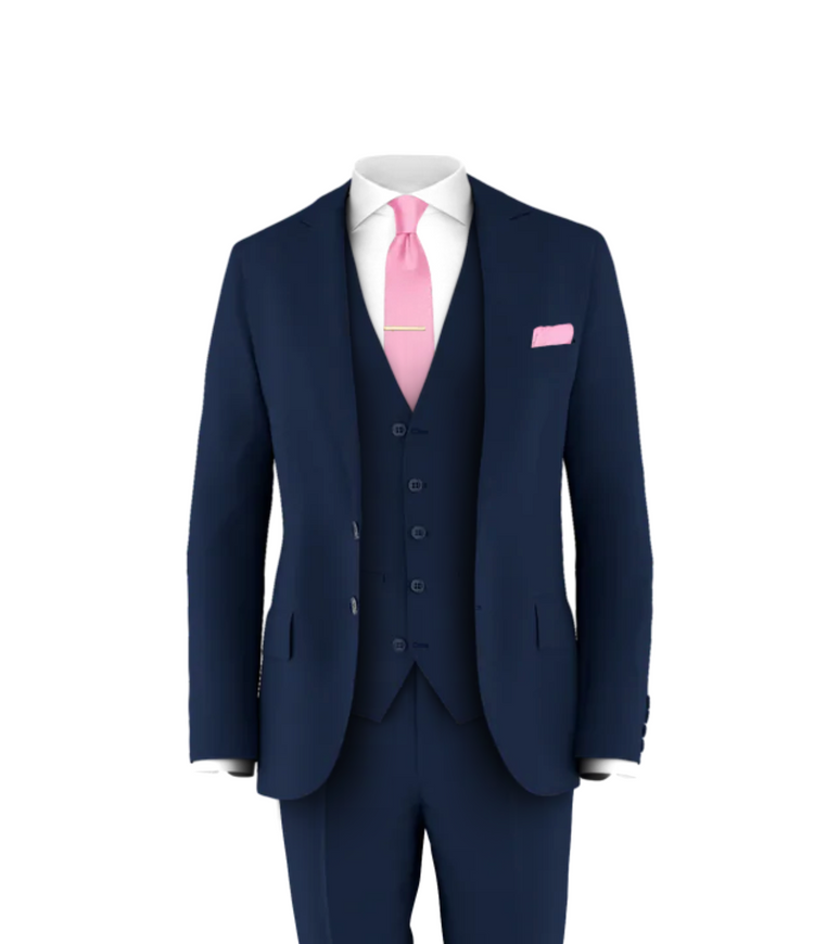 Navy Suit Pink Tie