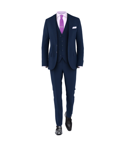 navy blue suit and purple dress Navy Suit & Purple Tie