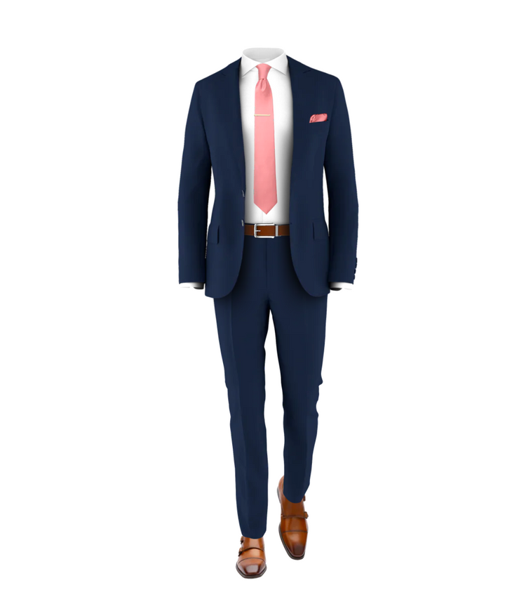 Navy Suit Rose Tie