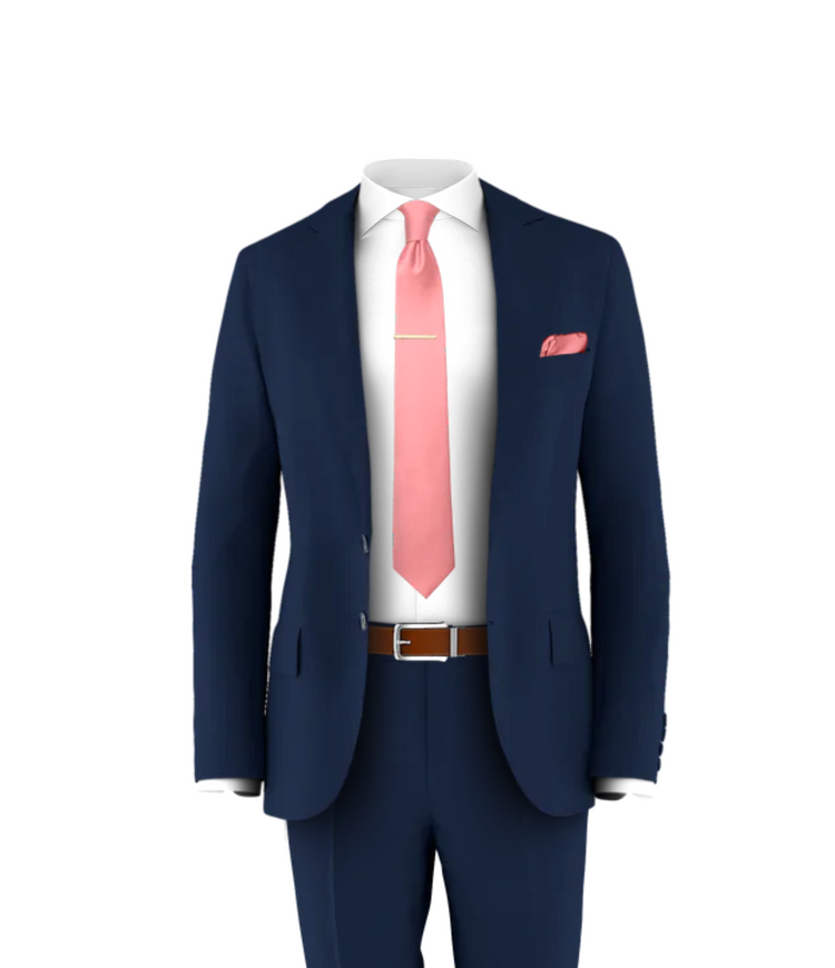 Navy Suit Rose Tie