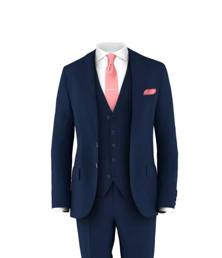 Navy Suit Rose Tie