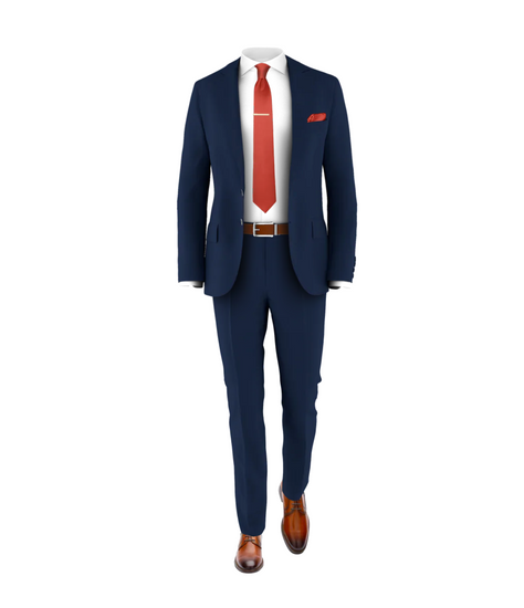 Navy Suit Rust Tie