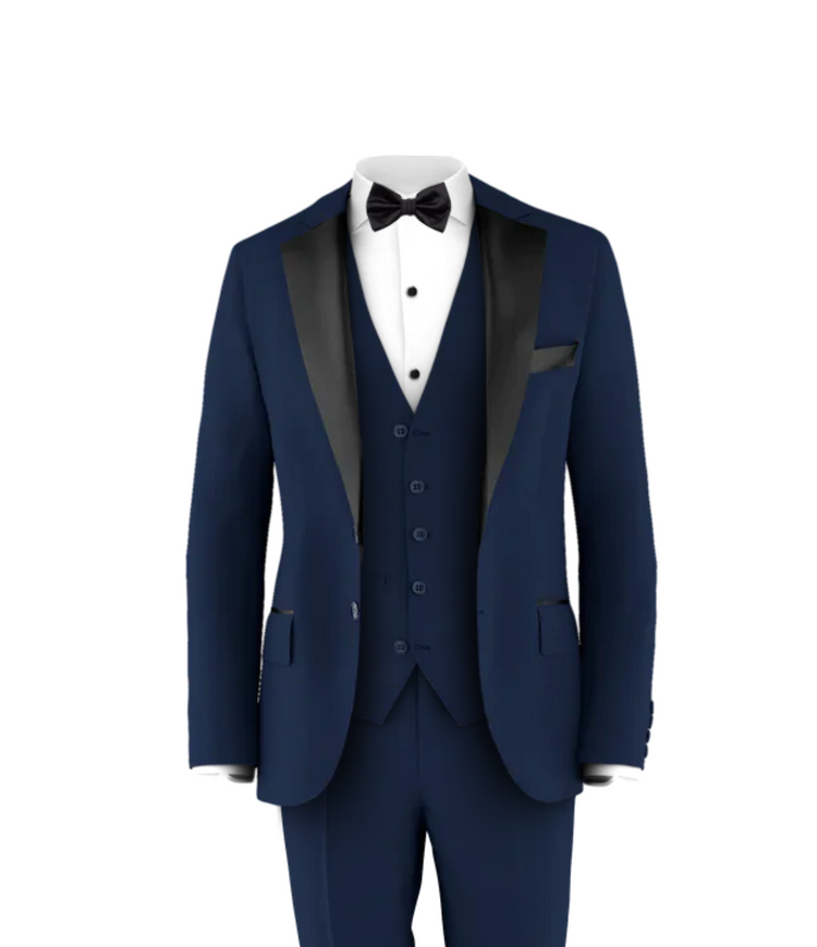 Navy Tuxedo Suit Black Tie