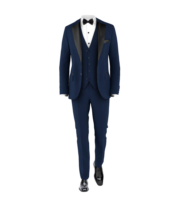 Navy Tuxedo Suit Black Tie