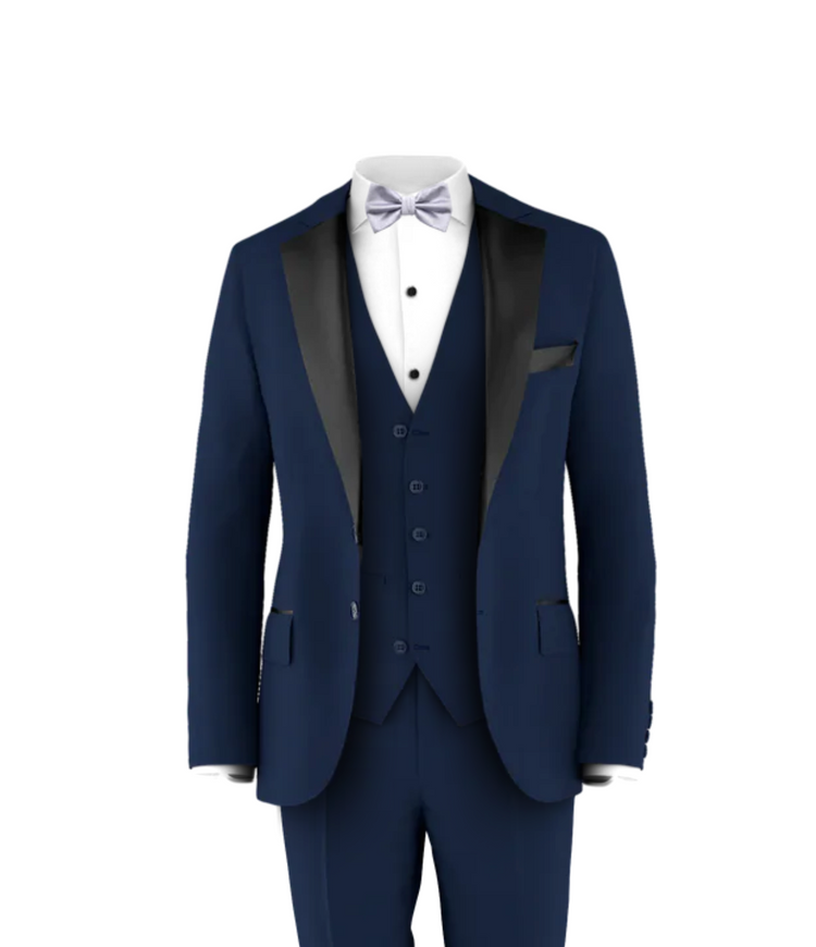 Navy Tuxedo Suit Grey Tie
