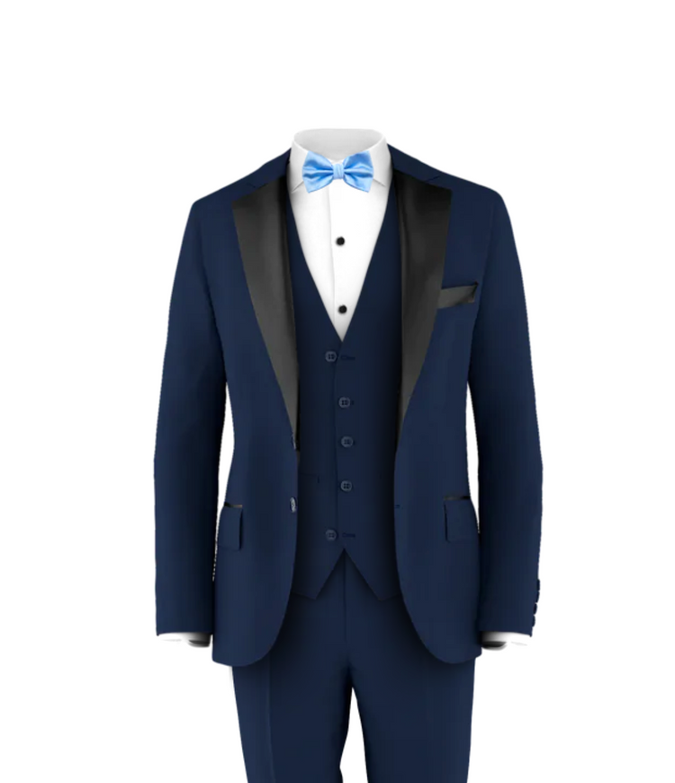 Navy Tuxedo Suit Light Blue Tie