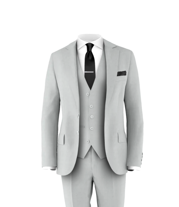Silver Suit Black Tie