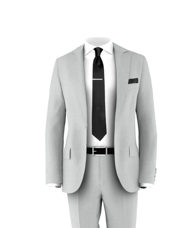 Silver Suit Black Tie