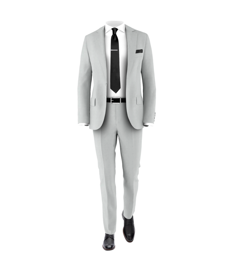 Silver Suit Black Tie