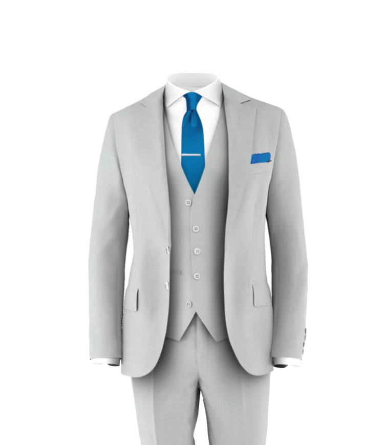 Silver Suit Cobalt Blue Tie