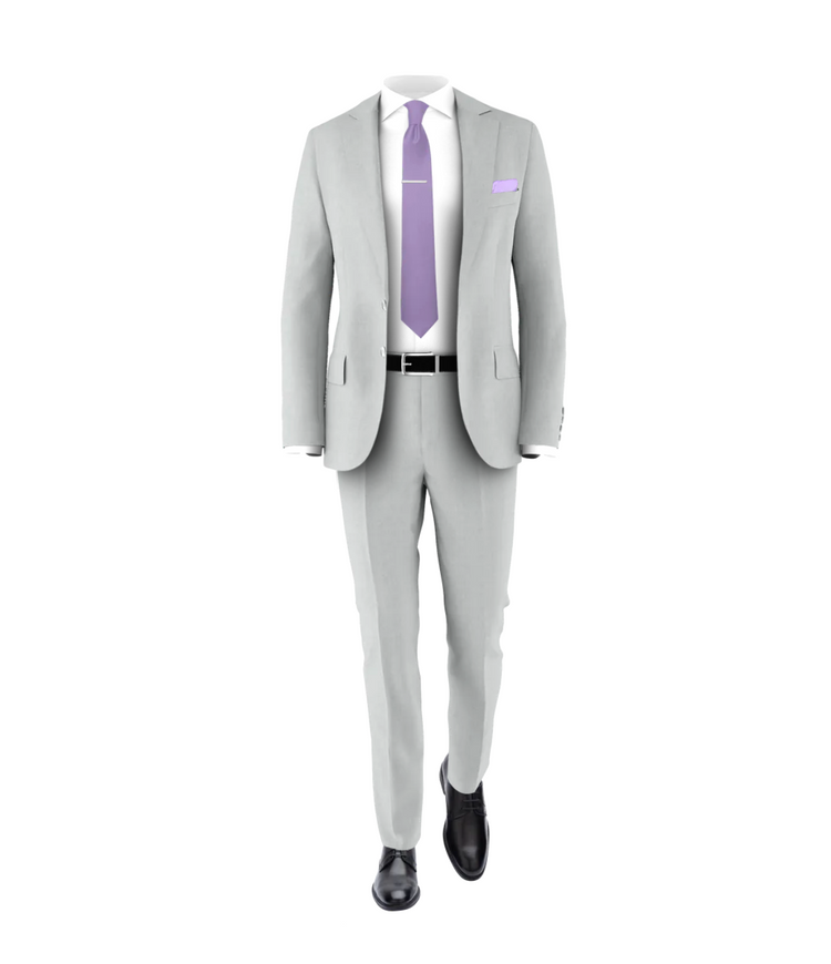 Silver Suit Lavender Tie