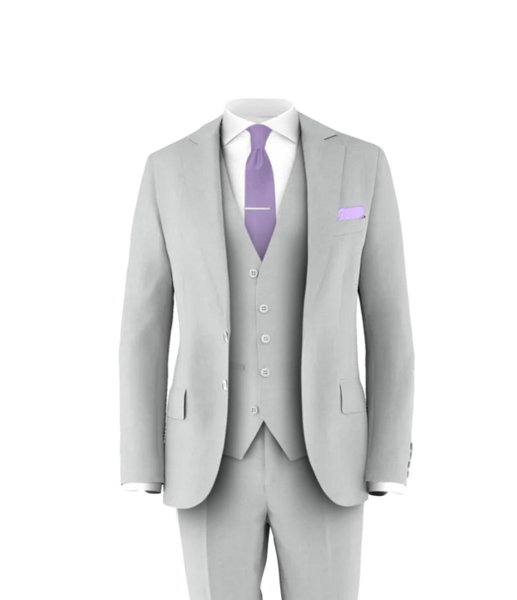 Silver Suit Lavender Tie