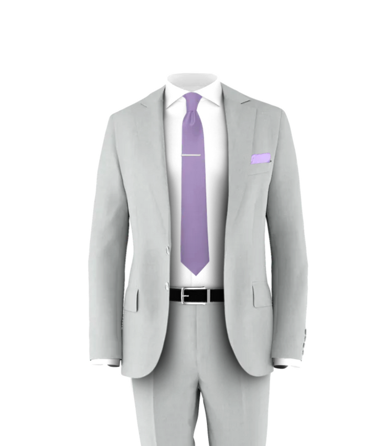 Silver Suit Lavender Tie