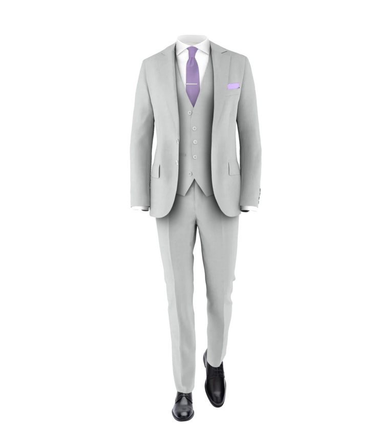 Silver Suit Lavender Tie